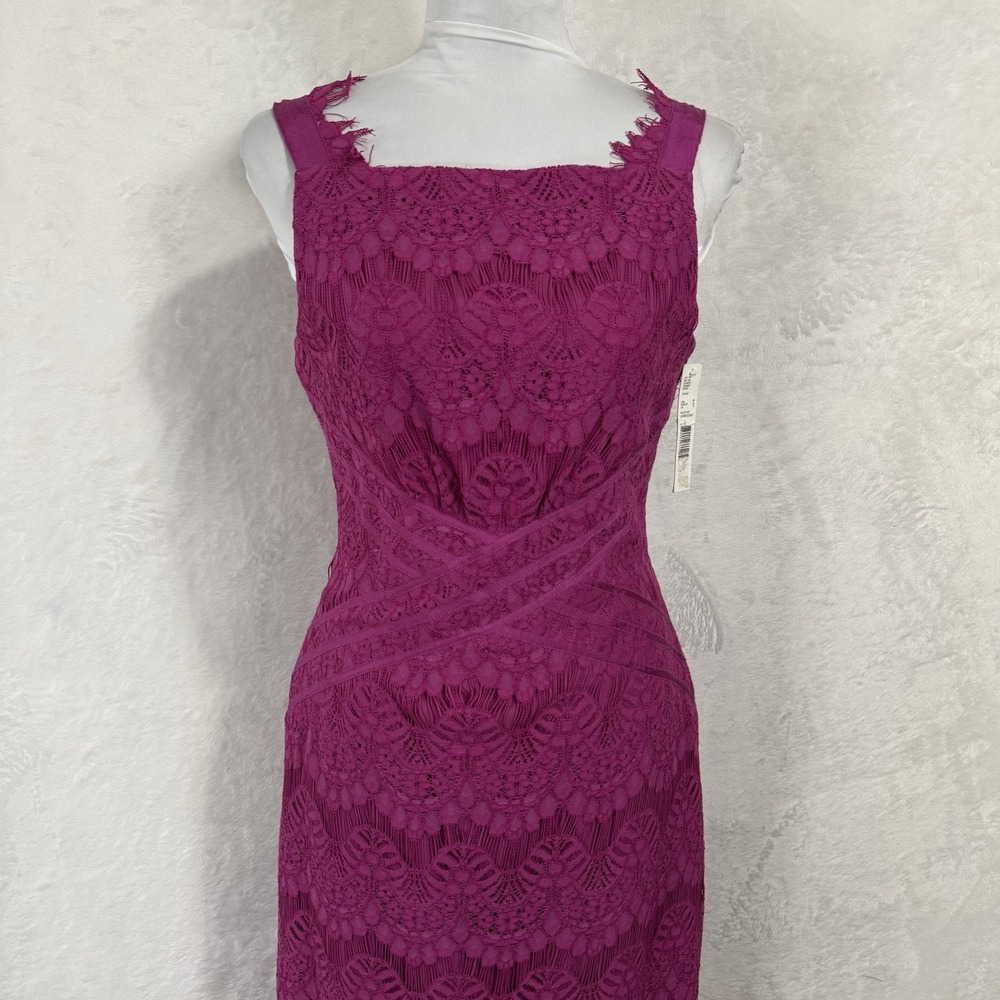 NWT Antonio Melani Lace Sheath Dress Size 4 Fuchsia Party Wedding Guest Resort - Picture 3 of 16